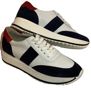 Boden Red White and Navy Blue Platform Leather Sneakers Size 41 / 10